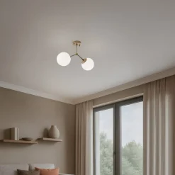 Opviq Loftlampe Damar, guld, glas, 2 lyskilder, længde 44 cm, E27