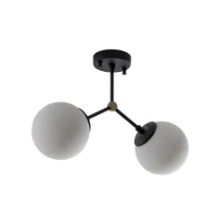 Opviq Loftlampe Damar, sort, glas, 2 lyskilder, længde 44 cm