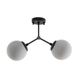 Opviq Loftlampe Damar, sort, glas, 2 lyskilder, længde 44 cm