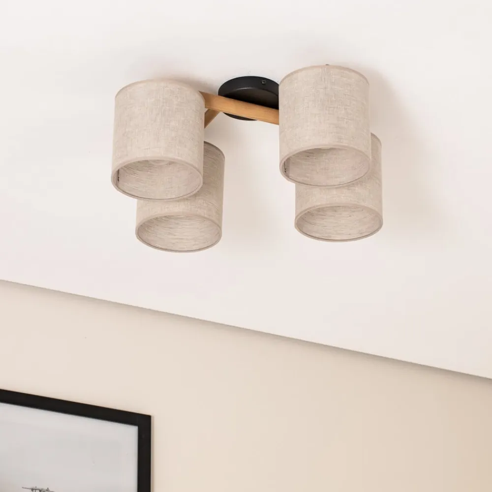 TK Lighting Loftlamper>Loftlampe Deva, 4 lyskilder, tekstil