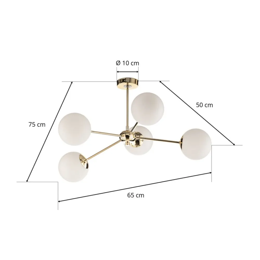 Euluna Loftlamper|Loftlamper>Loftlampe Dori, 5 lyskilder, guld