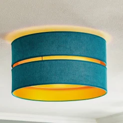 Duolla Loftlamper|Loftlamper>Loftlampe Duo i tekstil, turkis/guld, Ø40cm