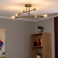 Opviq Loftlamper|Loftlamper>Loftlampe Flower 176, 6 lyskilder, guld antik