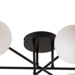 Loftlampe Glassy, 6 lyskilder, sort/opal^Euluna Hot