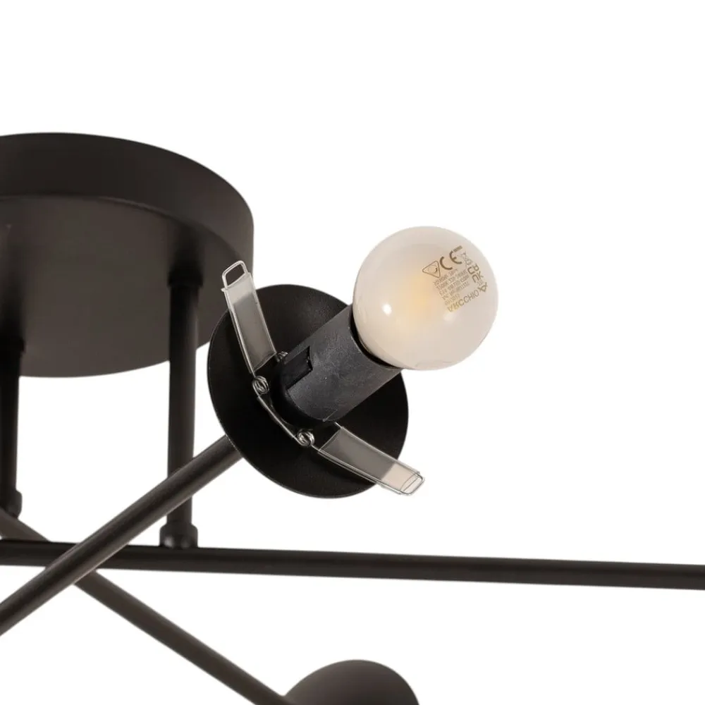 Loftlampe Glassy, 6 lyskilder, sort/opal^Euluna Hot