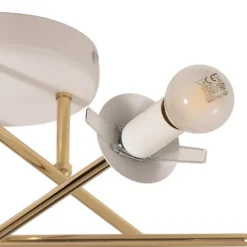 Loftlampe Glassy, 6 lyskilder, hvid/guld/opal^Euluna