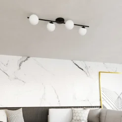 Loftlampe Glassy, 4 lyskilder, lineær, sort/opal^Euluna New