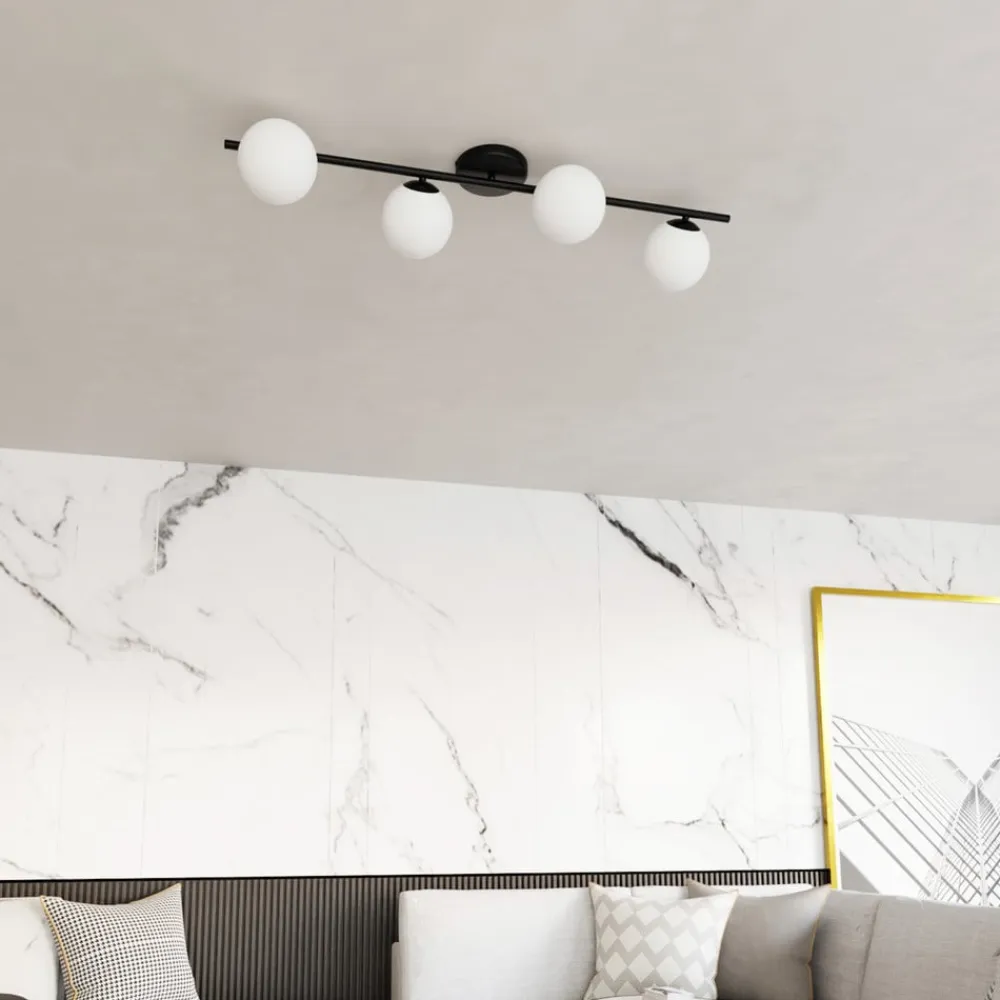 Loftlampe Glassy, 4 lyskilder, lineær, sort/opal^Euluna New