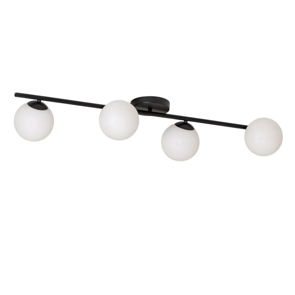 Loftlampe Glassy, 4 lyskilder, lineær, sort/opal^Euluna New
