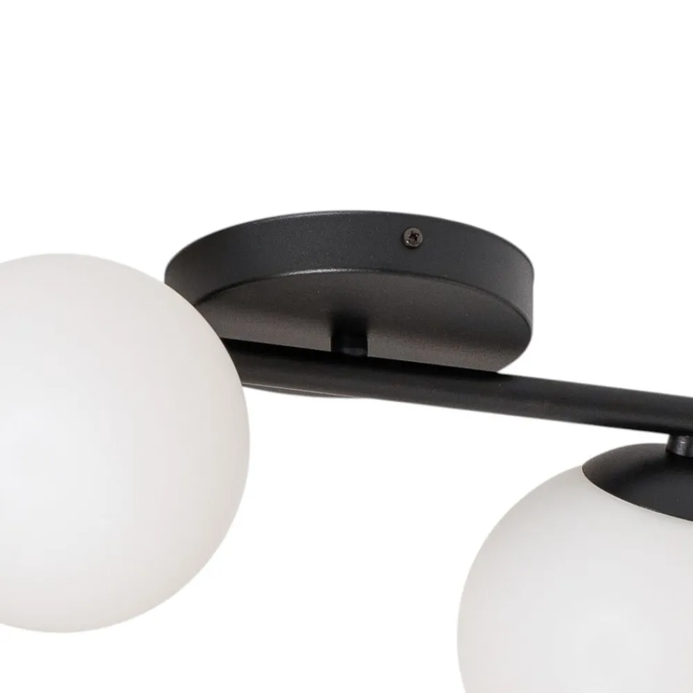 Loftlampe Glassy, 4 lyskilder, lineær, sort/opal^Euluna New