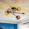EMIBIG LIGHTING Loftlampe Glassy, sort, grafit/amber/klar, 6 lyskilder.