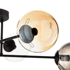 EMIBIG LIGHTING Loftlampe Glassy, sort, grafit/amber/klar, 6 lyskilder.