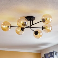 EMIBIG LIGHTING Gang|Loftlamper>Loftlampe Glassy, sort, ravfarvet, glas, 6 lyskilder, E14