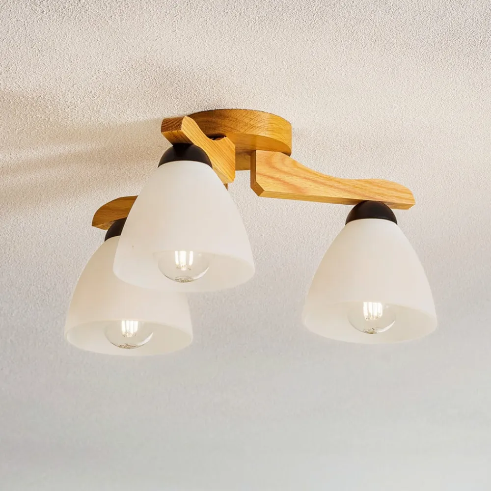 Lamkur Loftlampe Haro, eg/hvid 3 lyskilder