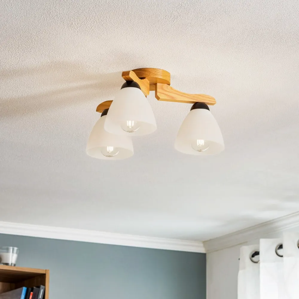 Lamkur Loftlampe Haro, eg/hvid 3 lyskilder