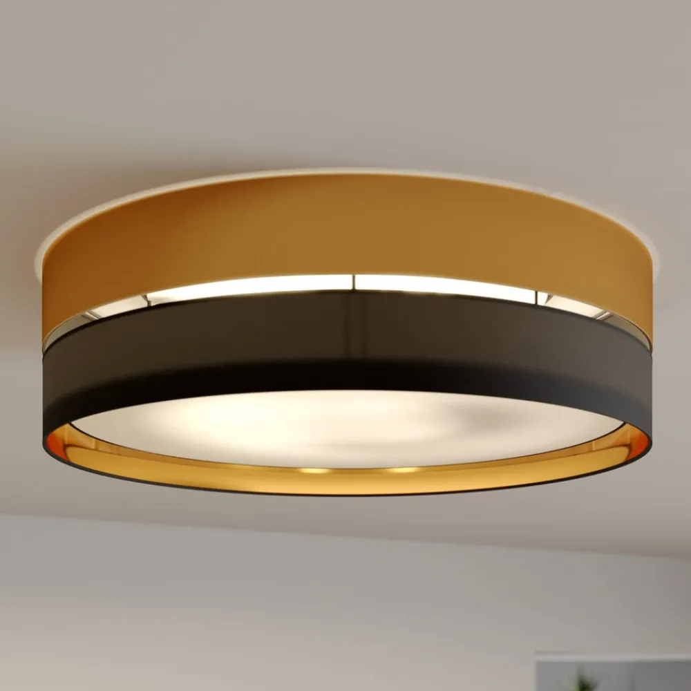 TK Lighting Loftlampe Hilton, sort/guld, Ø 60 cm