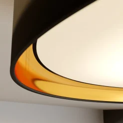 TK Lighting Loftlampe Hilton, sort/guld, Ø 60 cm