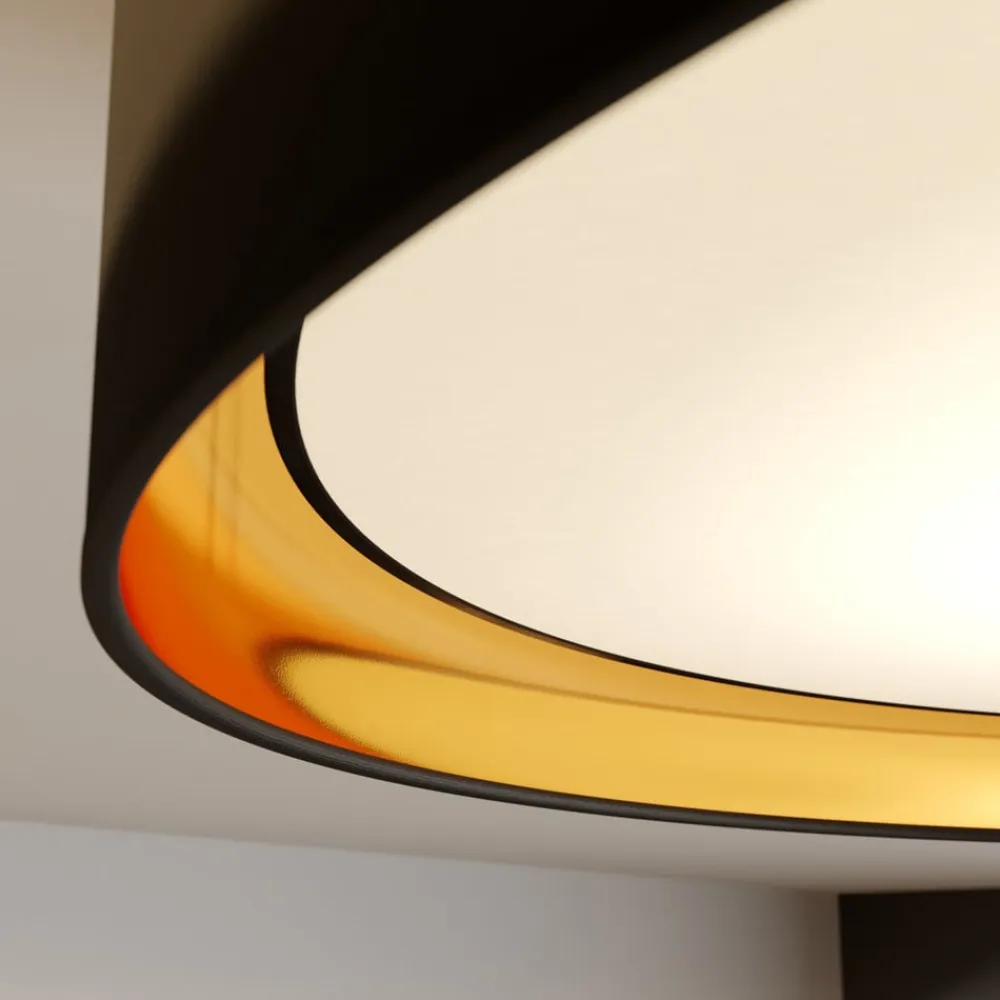 TK Lighting Loftlampe Hilton, sort/guld, Ø 60 cm