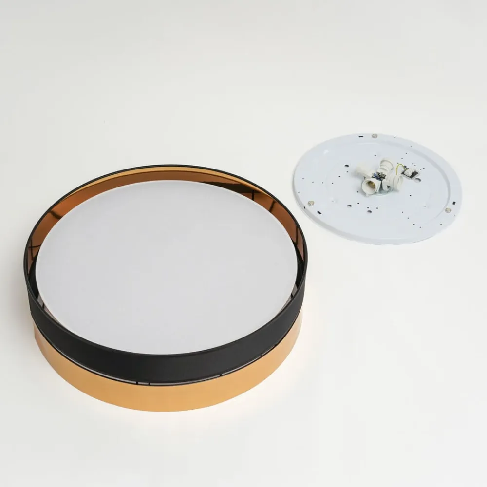 TK Lighting Loftlampe Hilton, sort/guld, Ø 60 cm