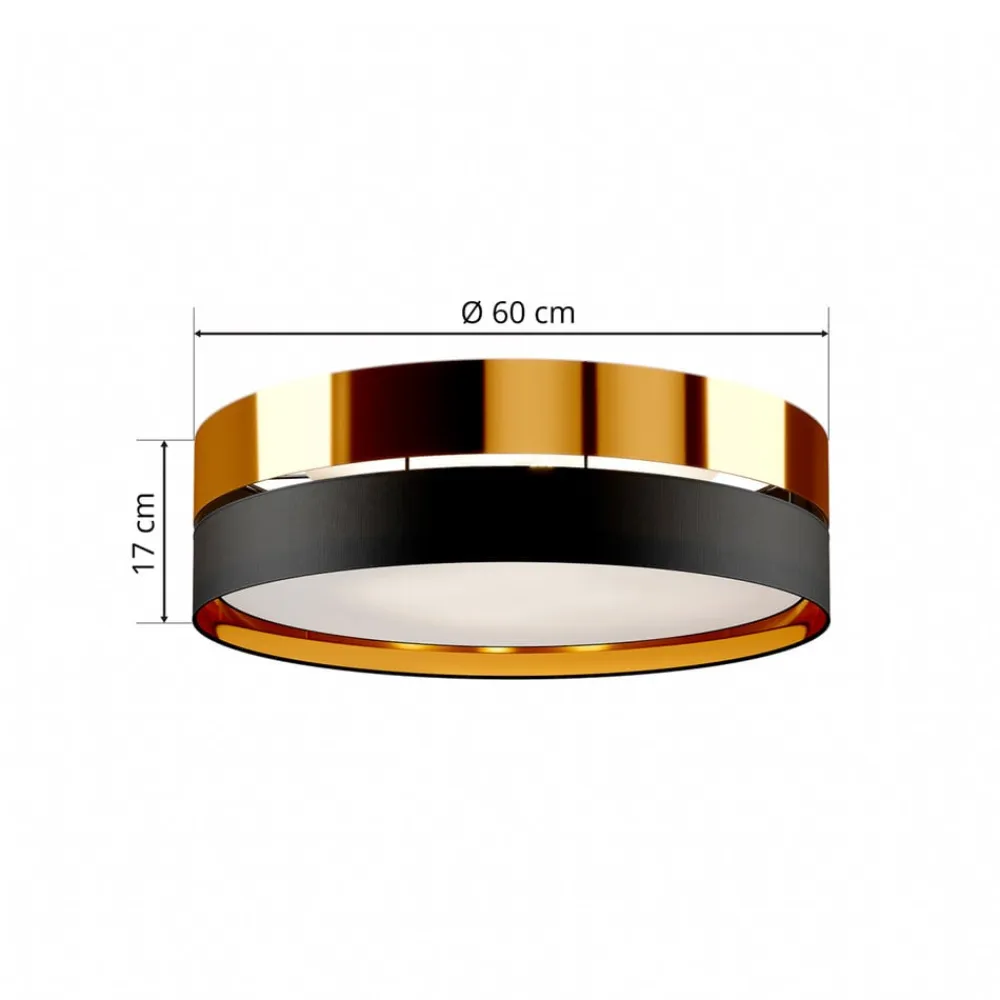 TK Lighting Loftlampe Hilton, sort/guld, Ø 60 cm