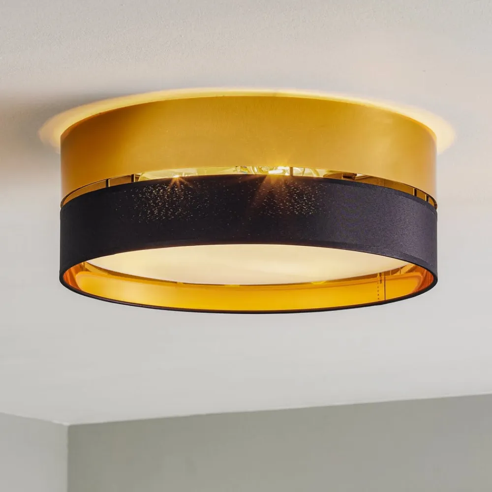 TK Lighting Loftlampe Hilton, sort/guld, Ø 45 cm