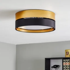 TK Lighting Loftlampe Hilton, sort/guld, Ø 45 cm