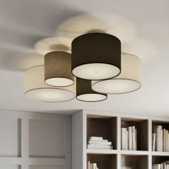 Trio Lighting Loftlampe Hotel med fem tekstilskærme