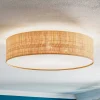 Loftlampe Leano beige rund af rattan^Eko-Light