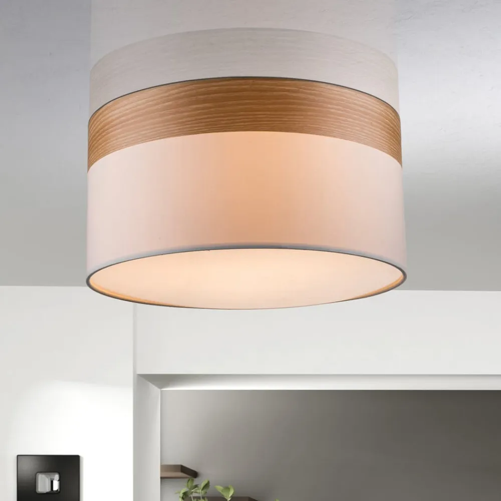 Globo Loftlampe Libba med afstand i cremefarvet træ