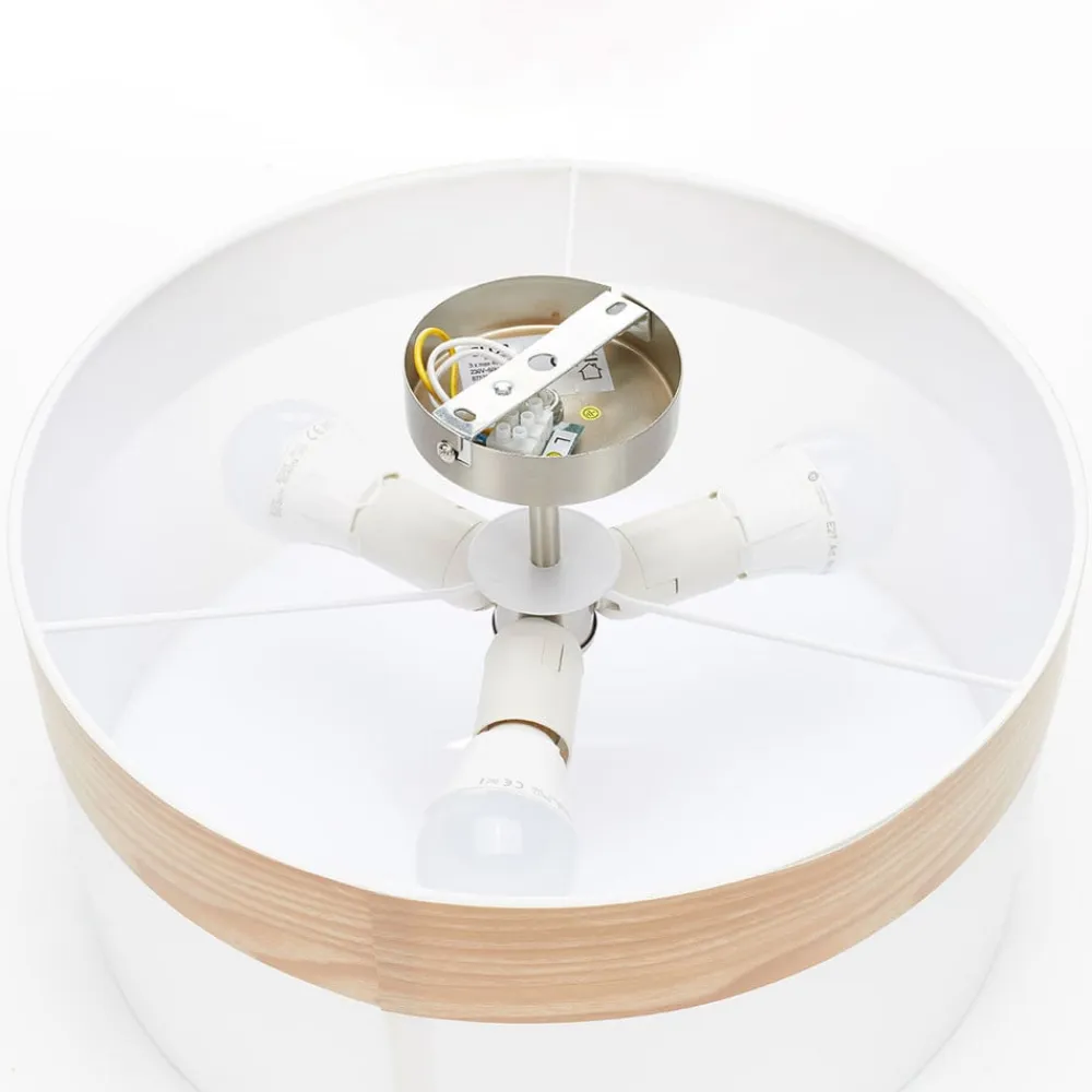 Globo Loftlampe Libba med afstand i cremefarvet træ