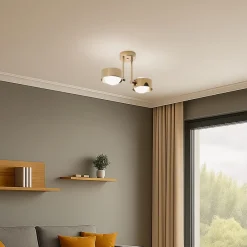 Argon Loftlampe Mado, stål messingfarvet, glas opal, 2 lyskilder.