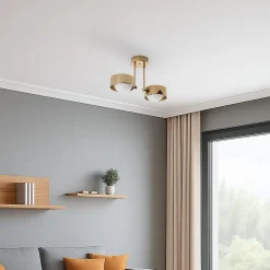 Argon Loftlampe Mado, stål messingfarvet, glas opal, 2 lyskilder.