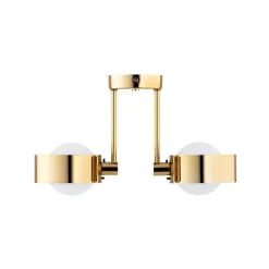 Argon Loftlampe Mado, stål messingfarvet, glas opal, 2 lyskilder.