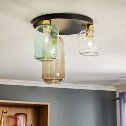 Loftlampe Marco Green, 3 lyskilder klar/grøn/brun^TK Lighting Discount