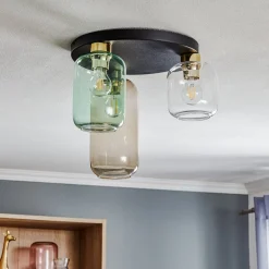 Loftlampe Marco Green, 3 lyskilder klar/grøn/brun^TK Lighting Discount