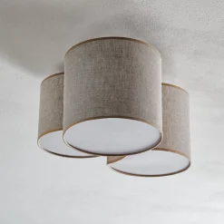 TK Lighting Loftlamper>Loftlampe Mona Nature, 3 lyskilder, naturfarvet linned