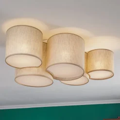 Loftlampe Mona Nature, 5 lyskilder, naturfarvet linned^TK Lighting Sale