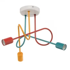 HELAM Loftlampe Oxford med 3 lyskilder orange/rød/turkis