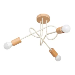 Loftlampe Oxford, sandbeige, træ, metal, 3 lyskilder, Ø 44 cm^HELAM Online