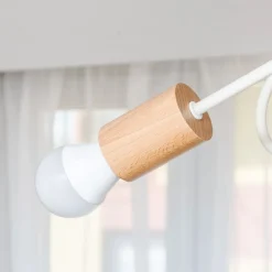 Loftlampe Oxford, sandbeige, træ, metal, 3 lyskilder, Ø 44 cm^HELAM Online