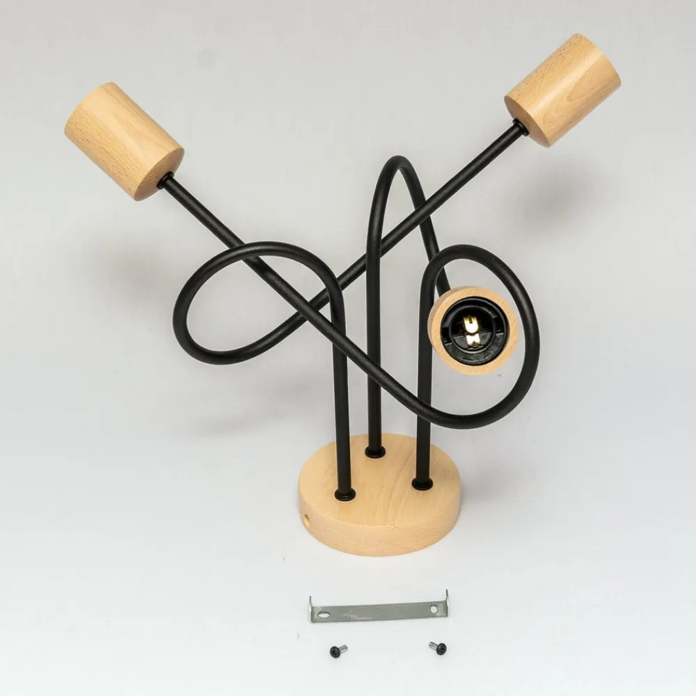 Loftlampe Oxford, sort, træ, metal, 3 lyskilder, Ø 44 cm^HELAM New