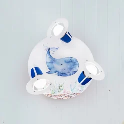 Børn Elobra Loftlamper>Loftlampe Paul Pottwal, hvid-blå, Ø 29 cm, 3 lyskilder