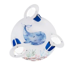 Børn Elobra Loftlamper>Loftlampe Paul Pottwal, hvid-blå, Ø 29 cm, 3 lyskilder