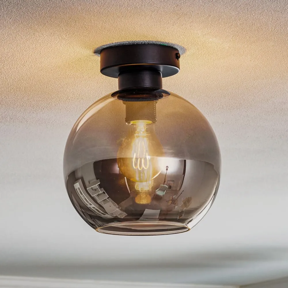 Eko-Light Loftlampe Sofia med røggrå glasskærm