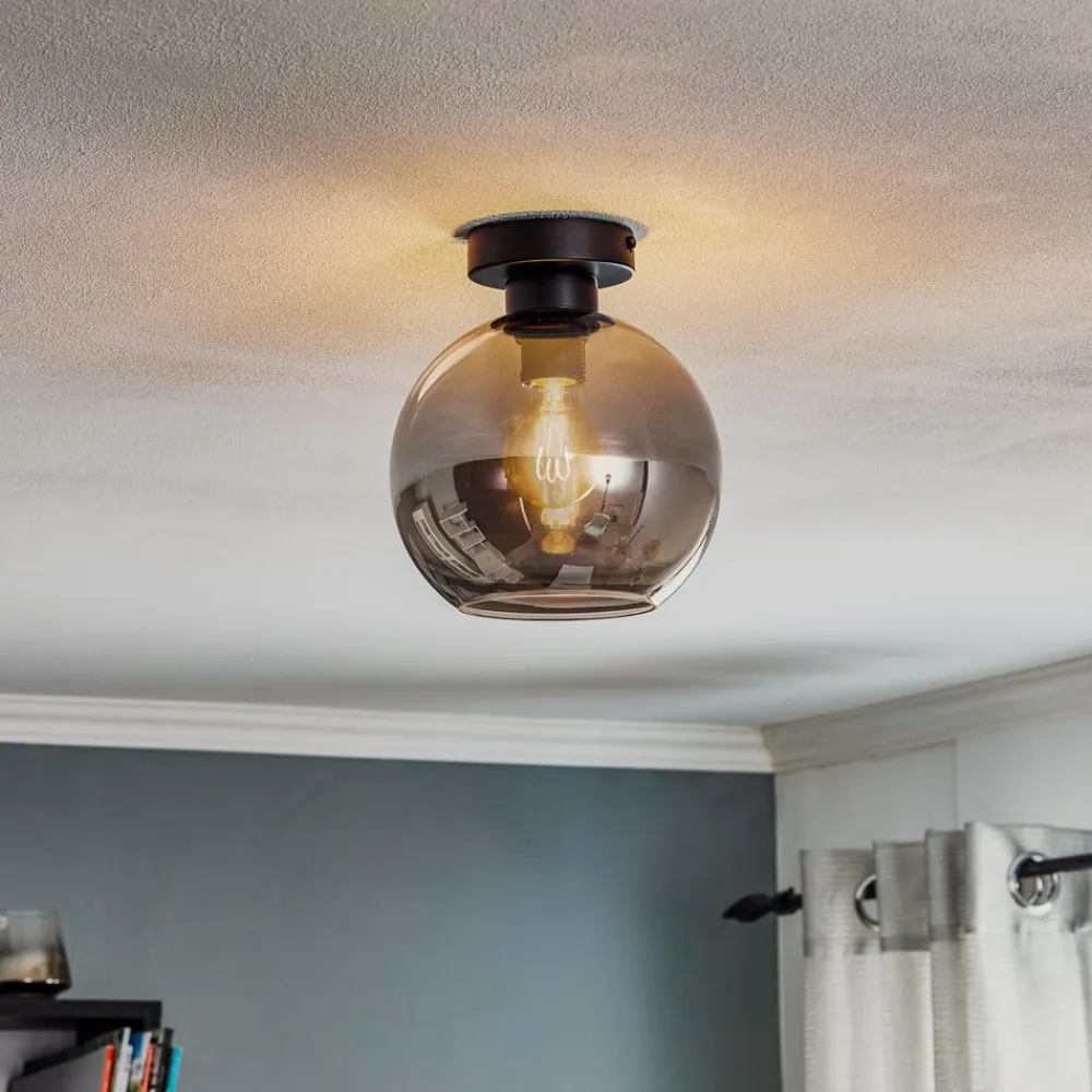 Eko-Light Loftlampe Sofia med røggrå glasskærm