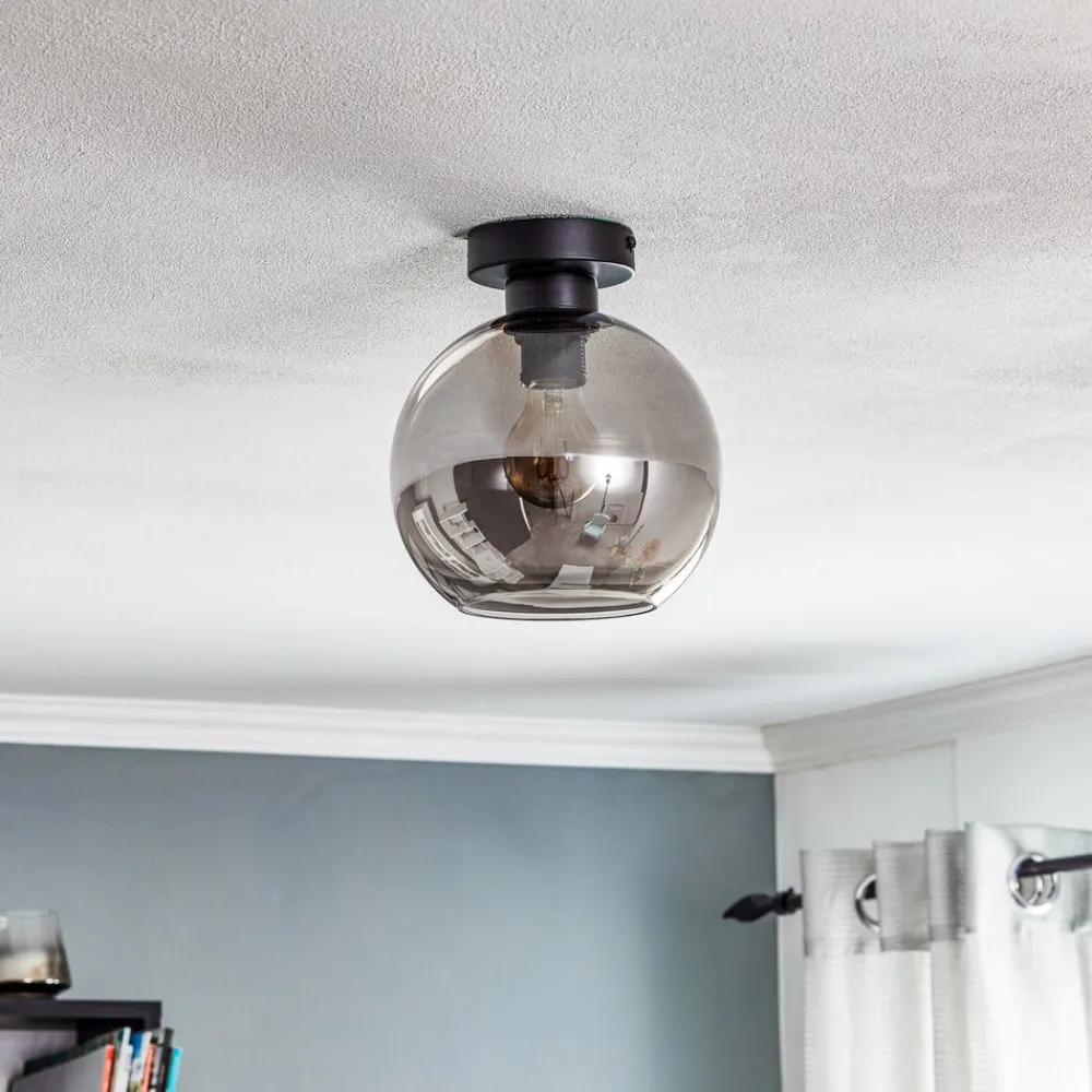 Eko-Light Loftlampe Sofia med røggrå glasskærm