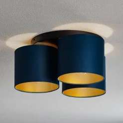 Luminex Loftlampe Soho cylindrisk, 3 lyskilder blå/guld