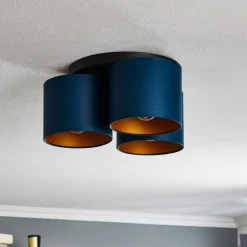 Luminex Loftlampe Soho cylindrisk, 3 lyskilder blå/guld