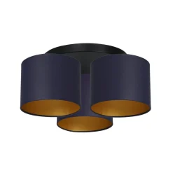 Luminex Loftlampe Soho cylindrisk, 3 lyskilder blå/guld