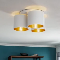 Luminex Loftlamper>Loftlampe Soho, cylindrisk, 3 lyskilder, hvid/guld